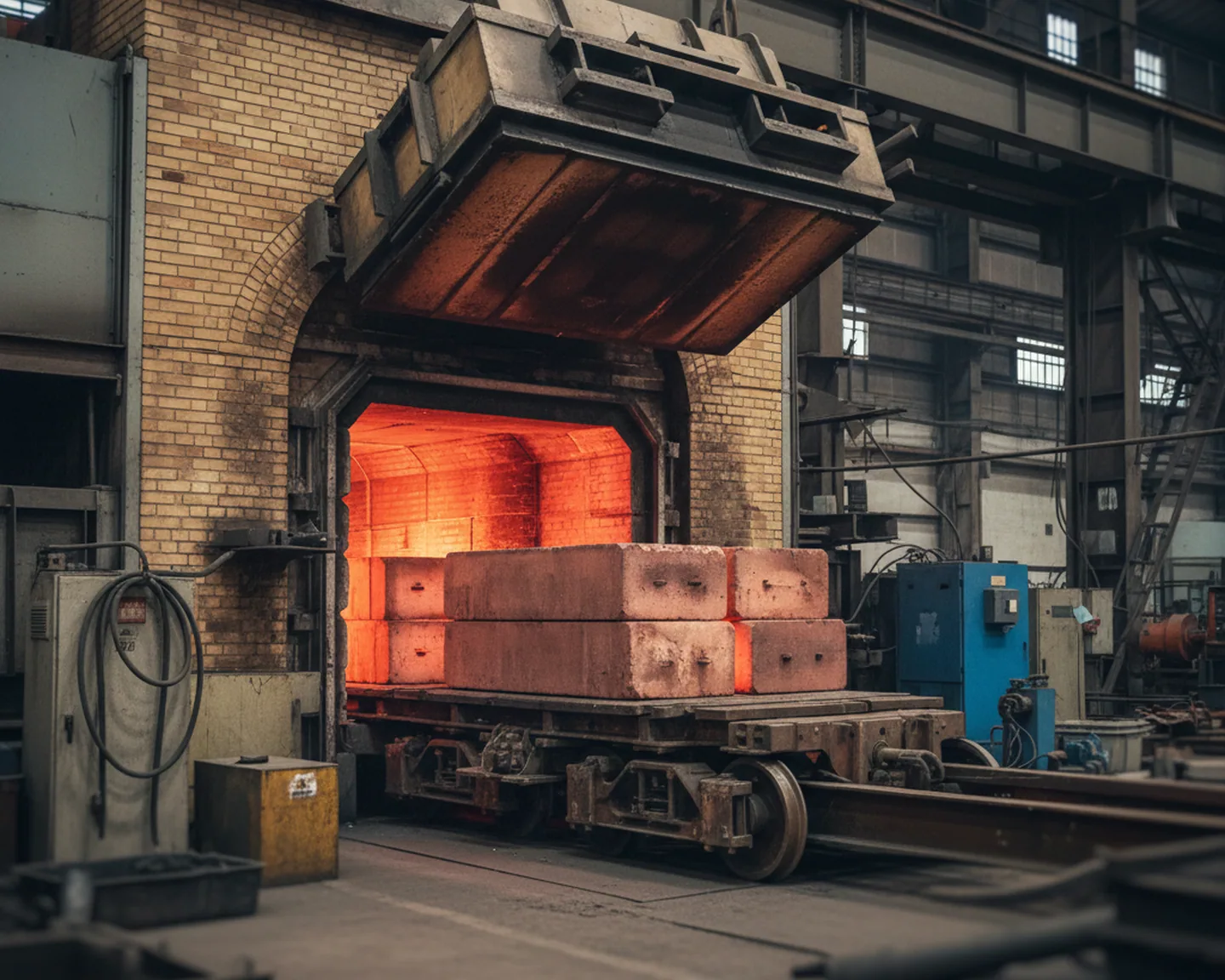 Bogie-hearth annealing furnace charged with 1.2367 tool steel blocks