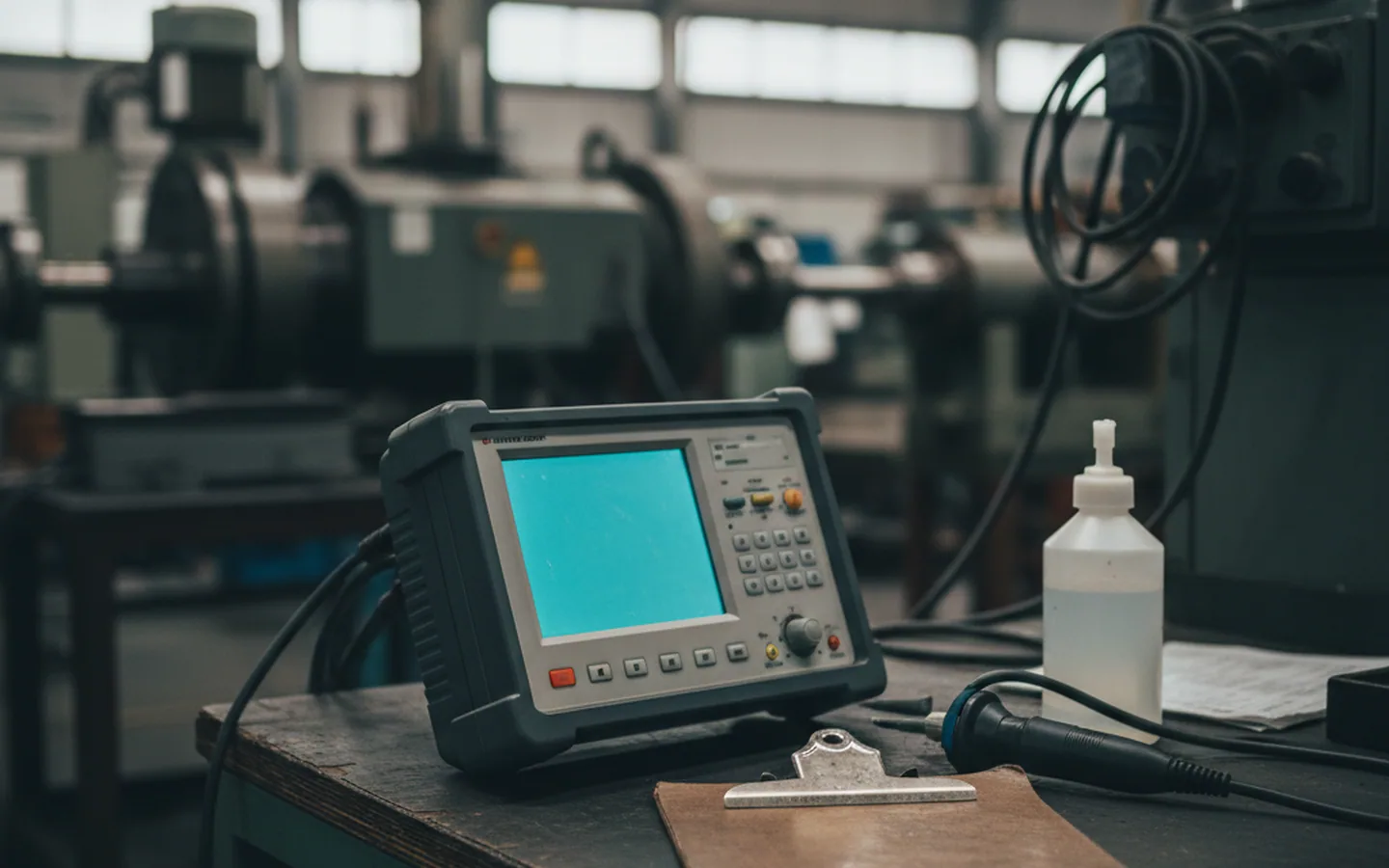 Ultrasonic inspection readout being recorded against the acceptance class named on the order
