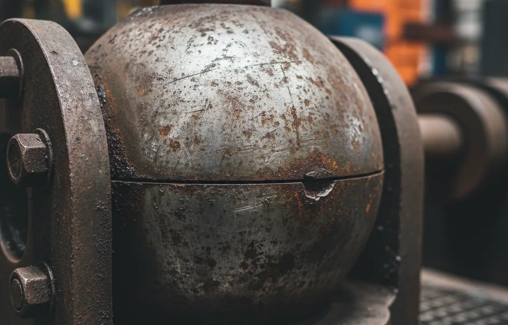 Ultrasonic flaw detector trace beside a tool steel bar on the inspection bench