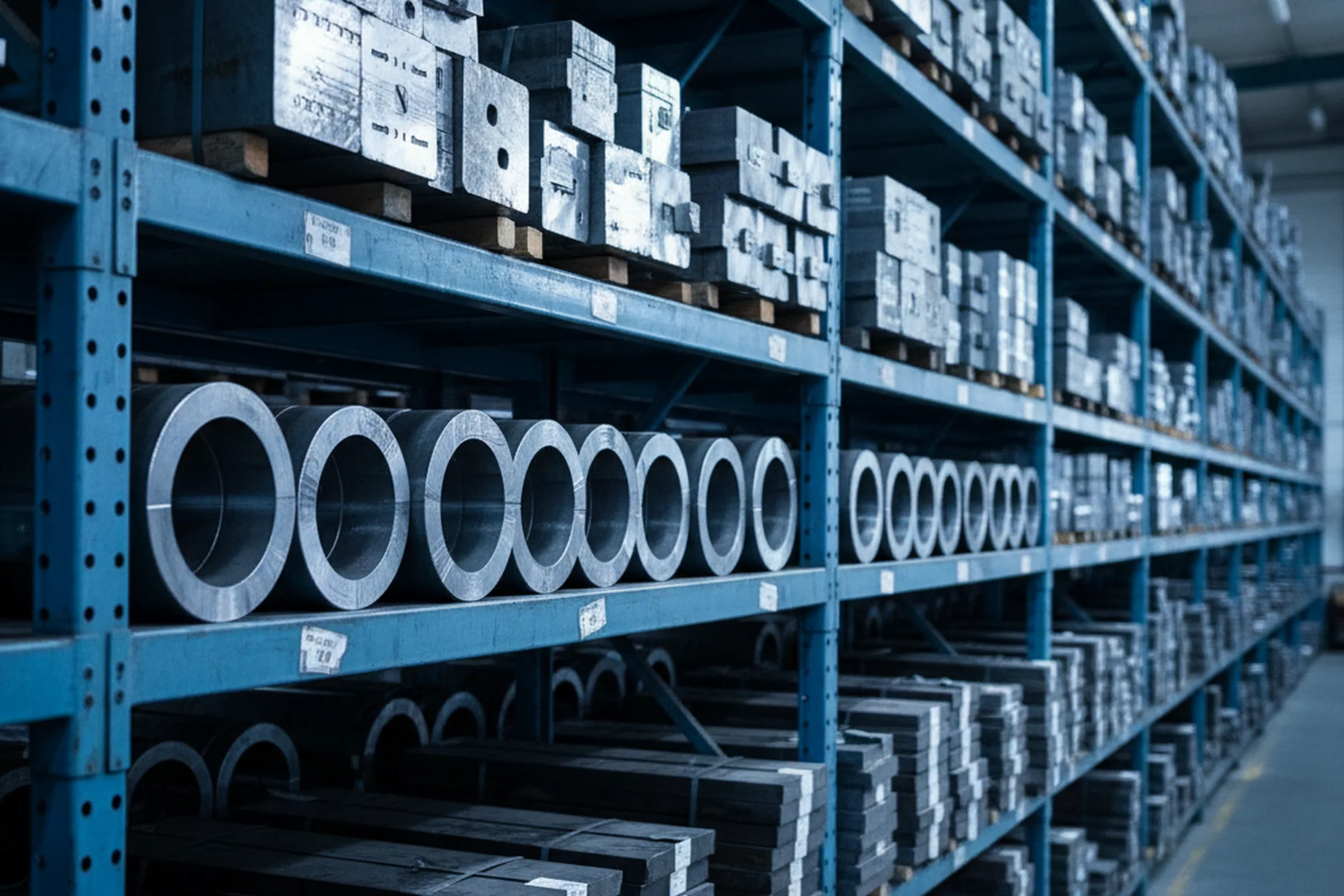 Distributor stock of machined tool steel items from custom tool steel machining carried under own item numbers