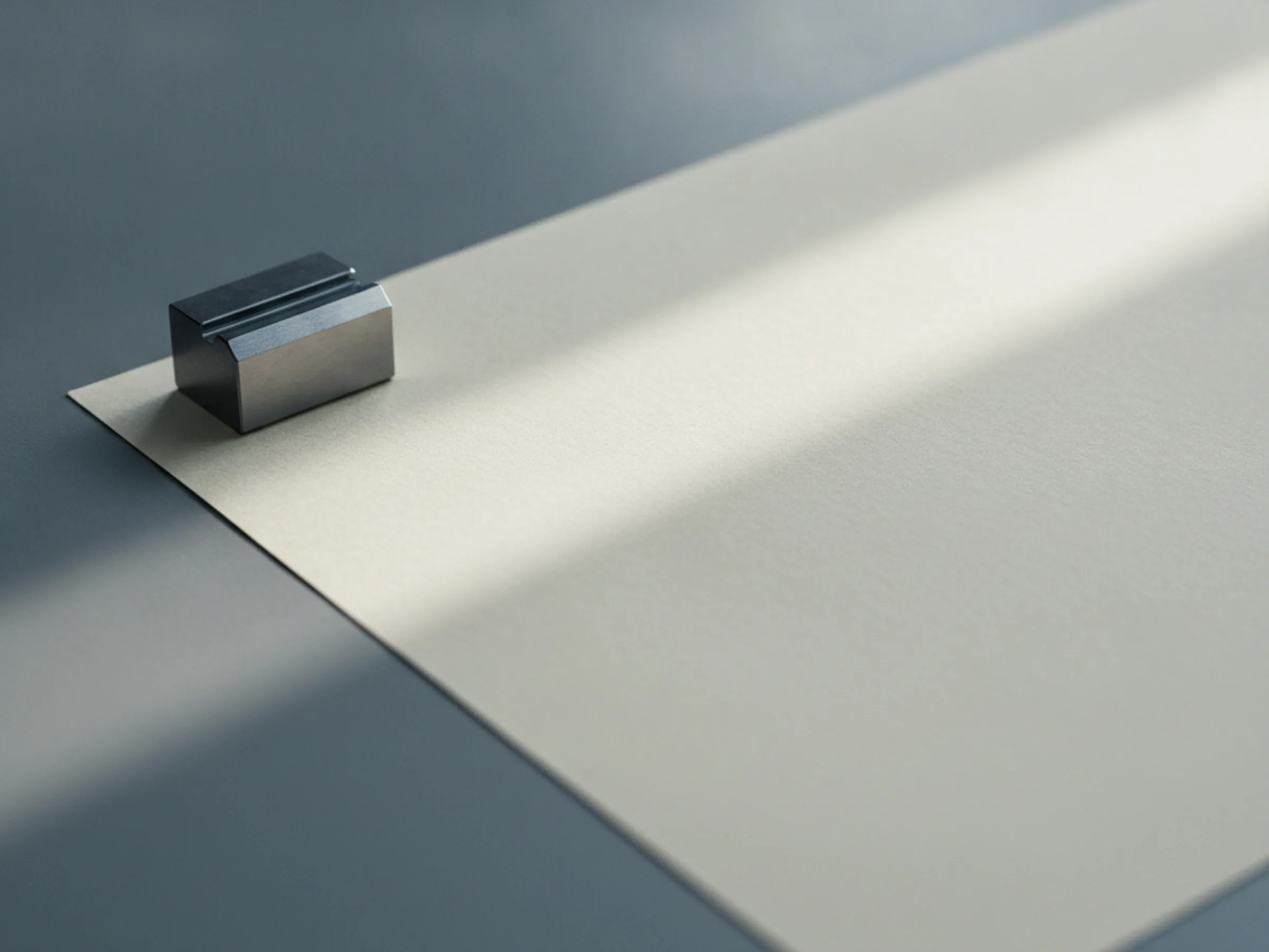 EN 10204 3.1 material test certificate sheet lying on a bench beside a machined tool steel part