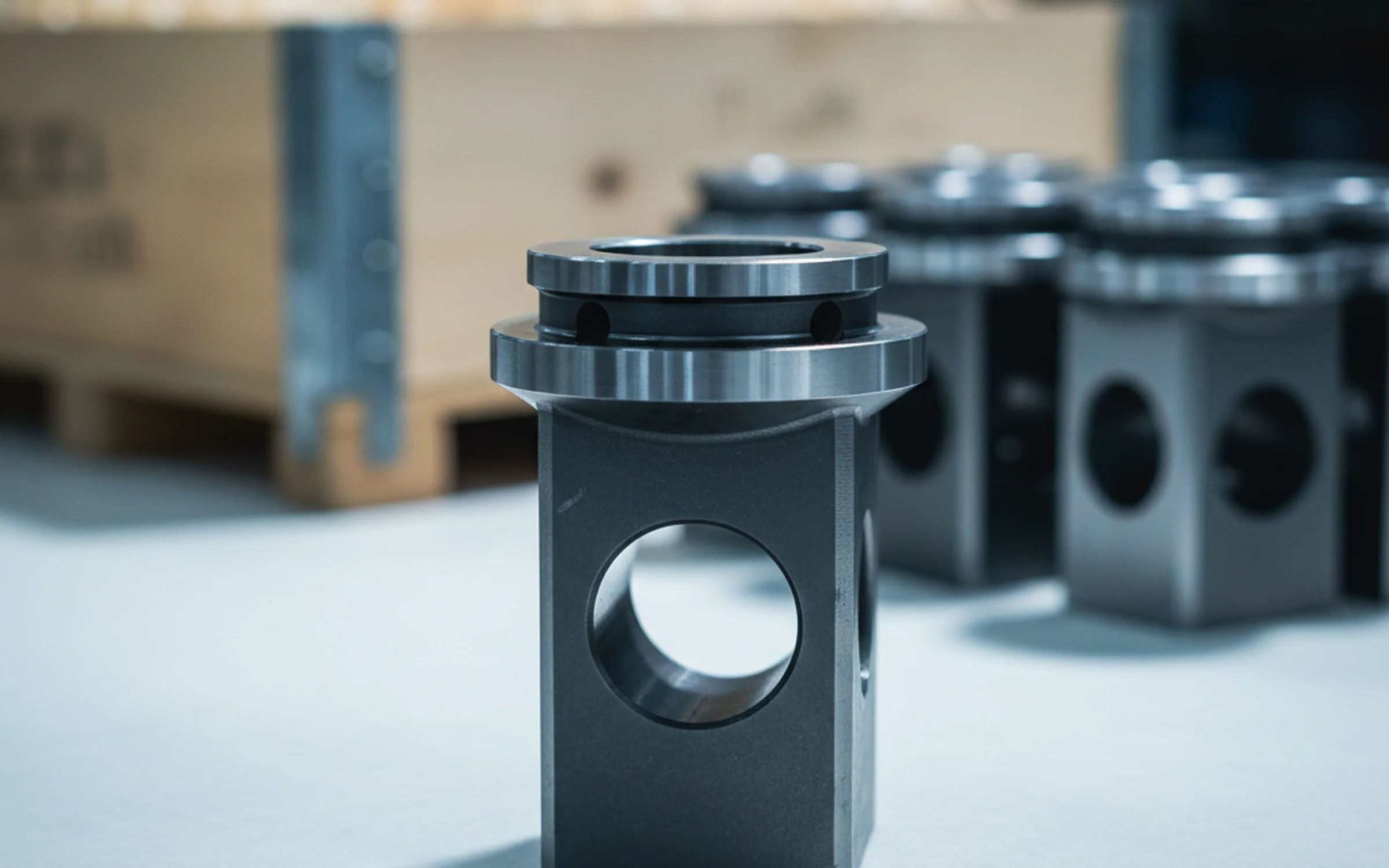 Machined tool steel part set aside at the dimensional check instead of going into the crate