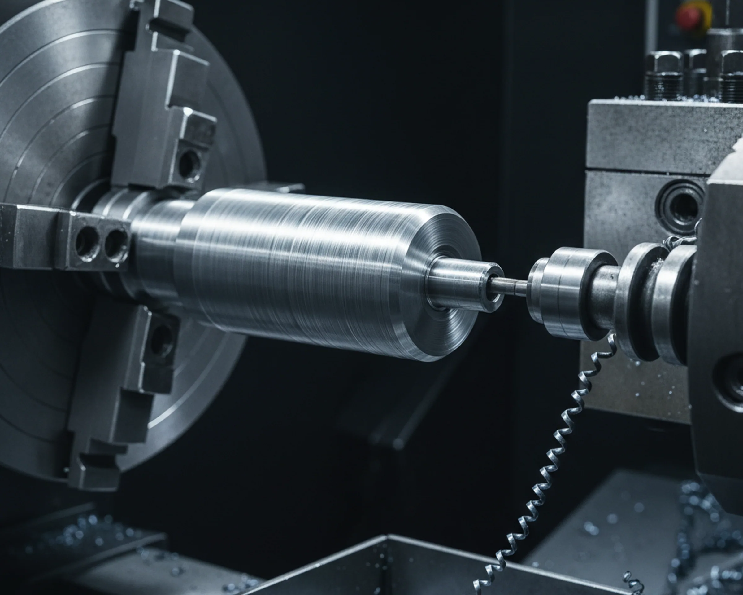 Turned diameter and faced end on a tool steel shaft coming off a CNC lathe