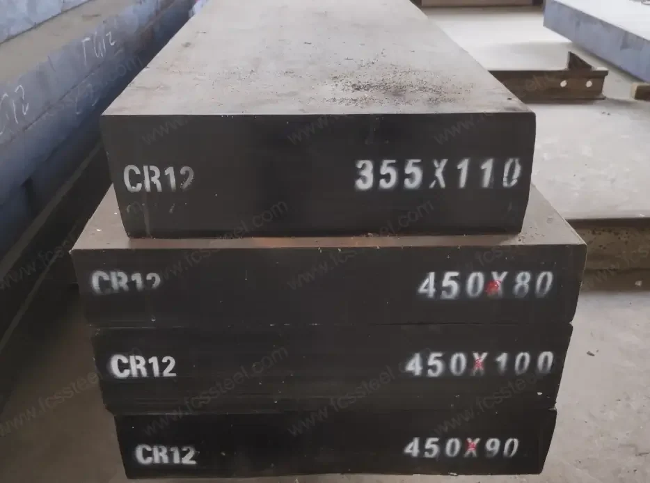 Annealed D2 plate stacked and stencilled by section before despatch