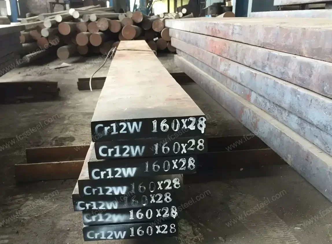 Long cold work flat sections stacked, the stock that slitting knives and shear blades are cut from