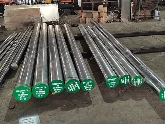 Remelted D2 bar ends marked with the refining route, section and heat number