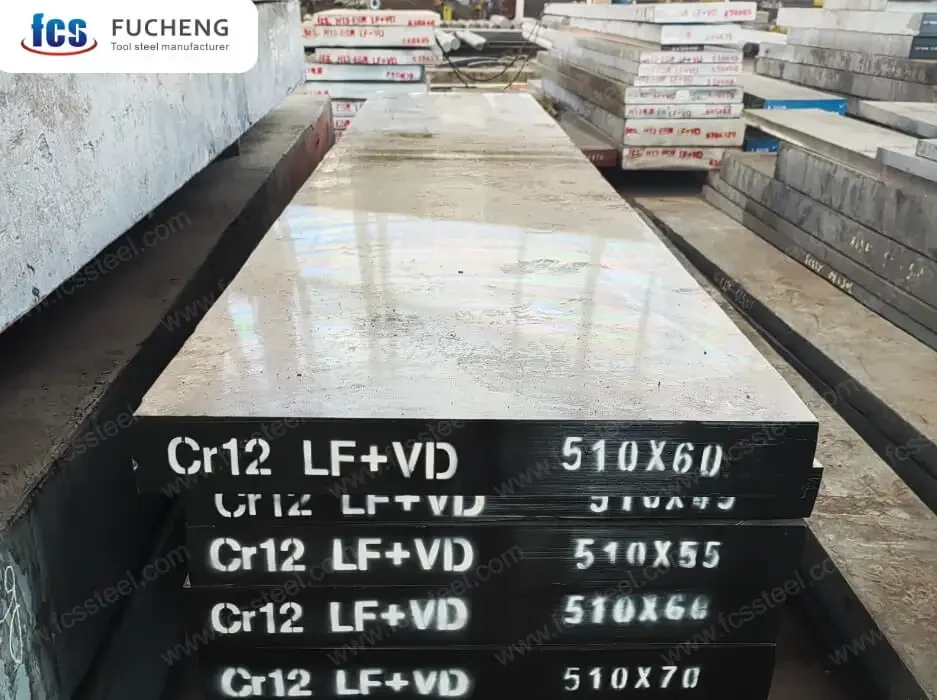 Cold work plate stacked and stencilled with the refining route alongside section and weight