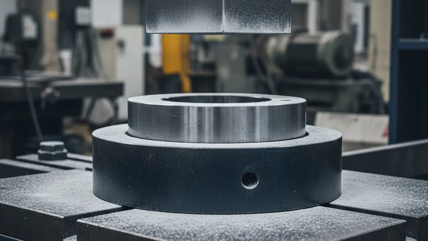 Powder compaction die body shrink fitted into its holder