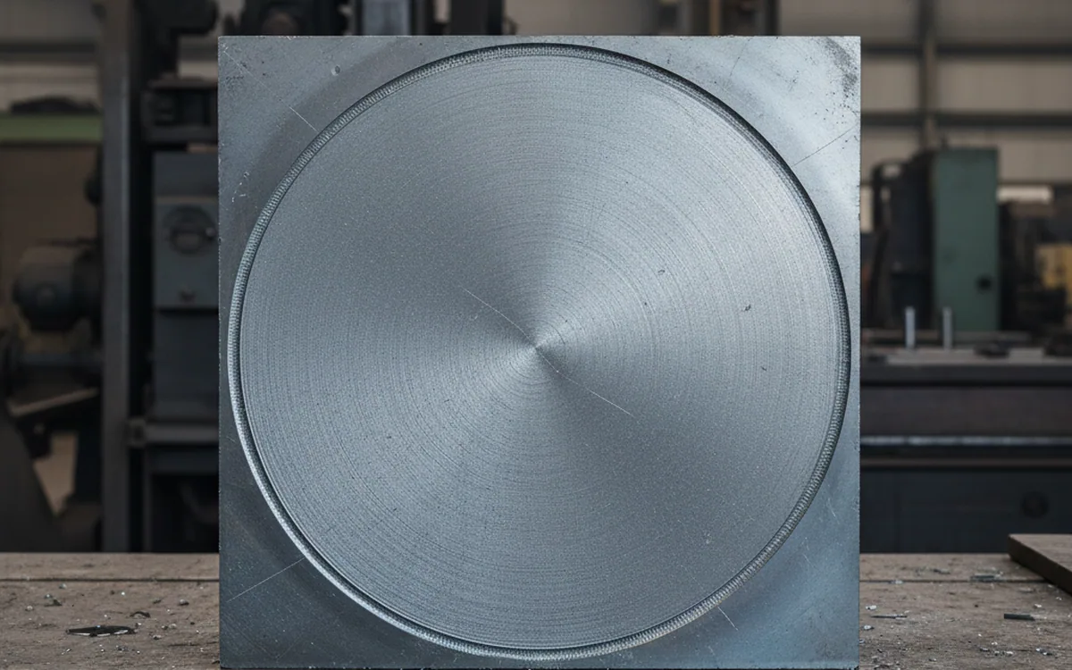 Cut section of a heavy D3 tool steel bar showing the hardened outer zone