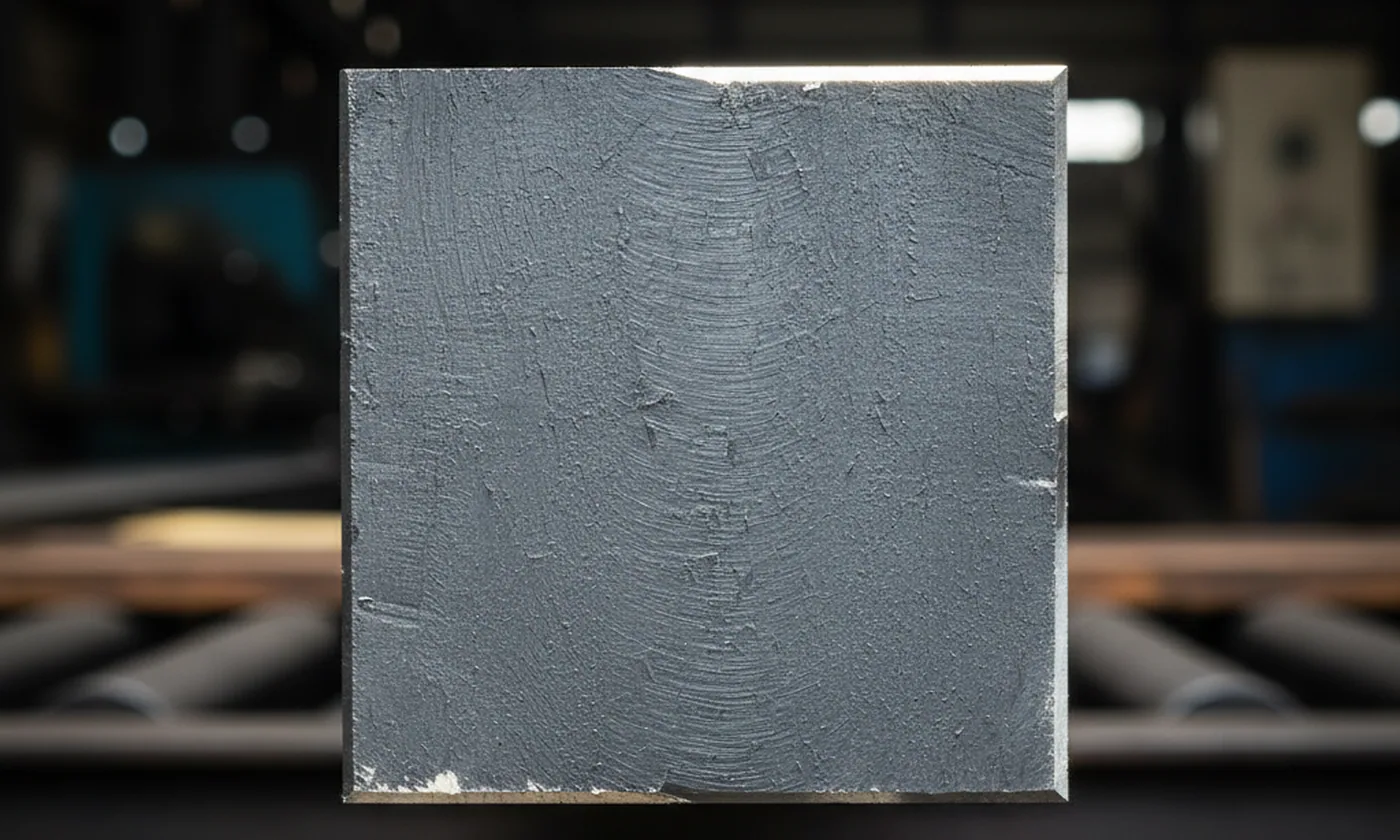Sawn end face of D3 tool steel bar, the highest carbide volume in the cold work range