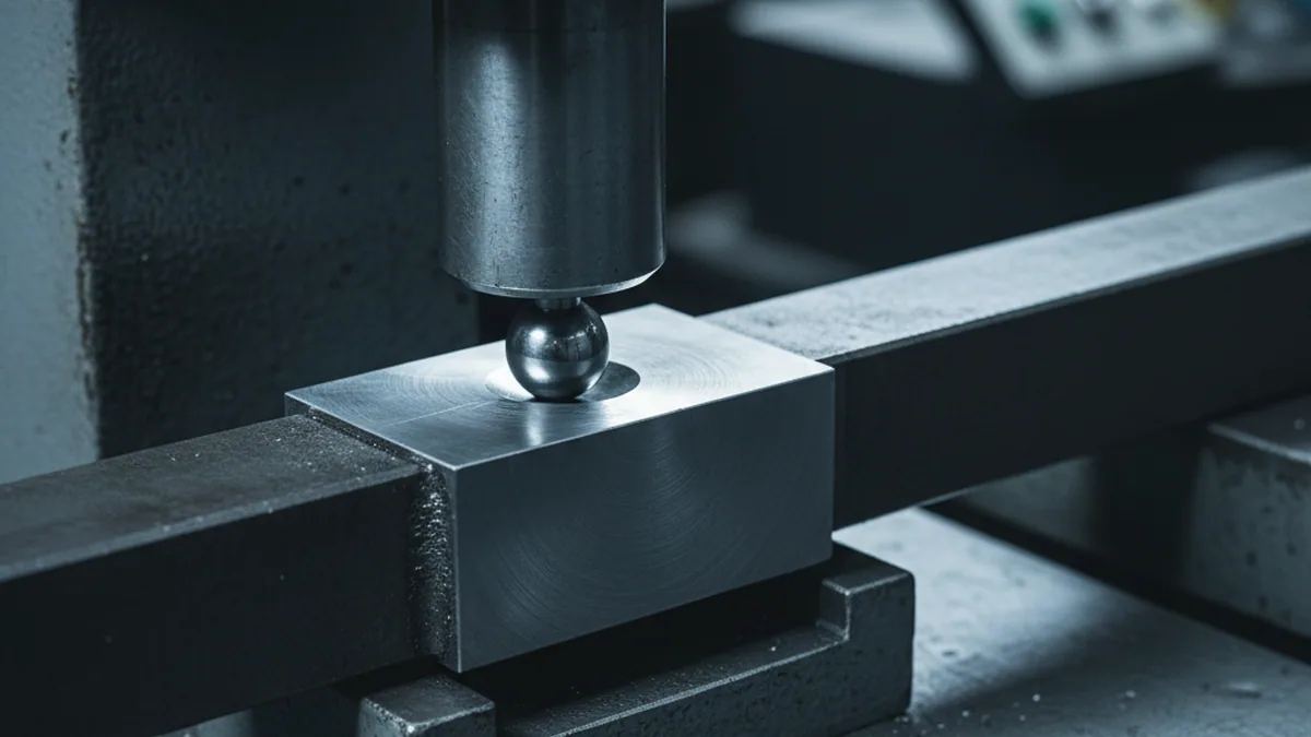 Brinell hardness reading taken on an annealed cold work steel charge