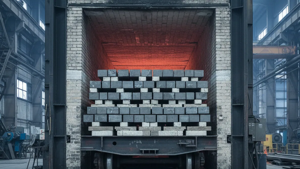 Car bottom annealing furnace charged with D6 tool steel bar