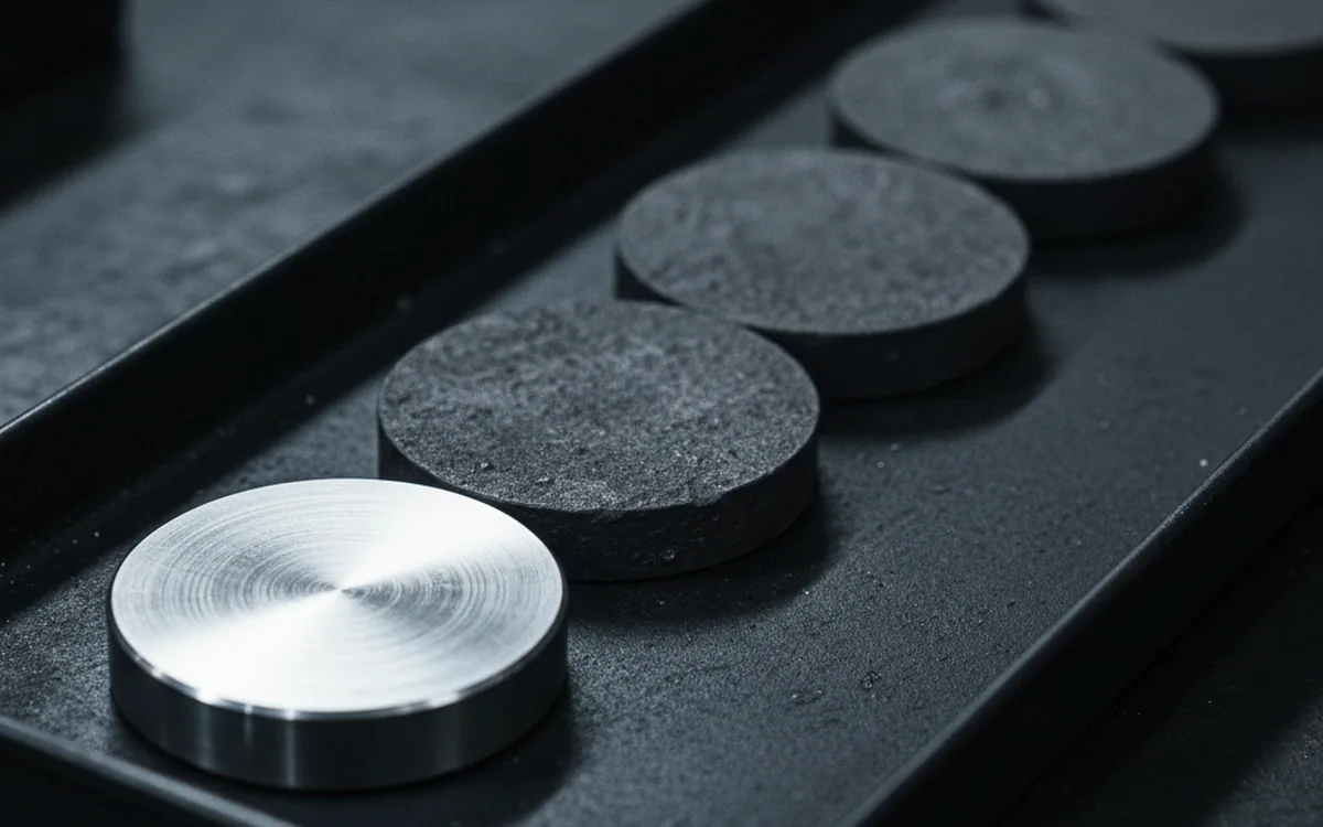 Heat sample discs drawn from a melt before forging