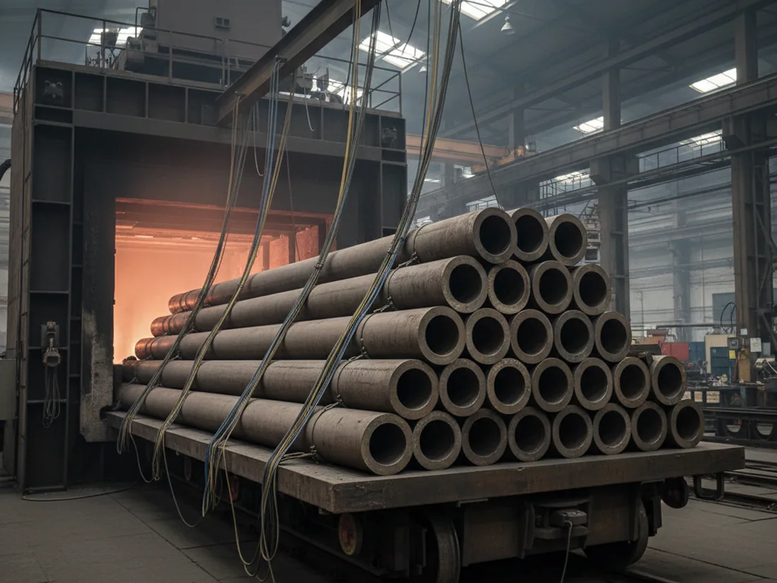Car bottom annealing furnace charged with DC53 tool steel bar