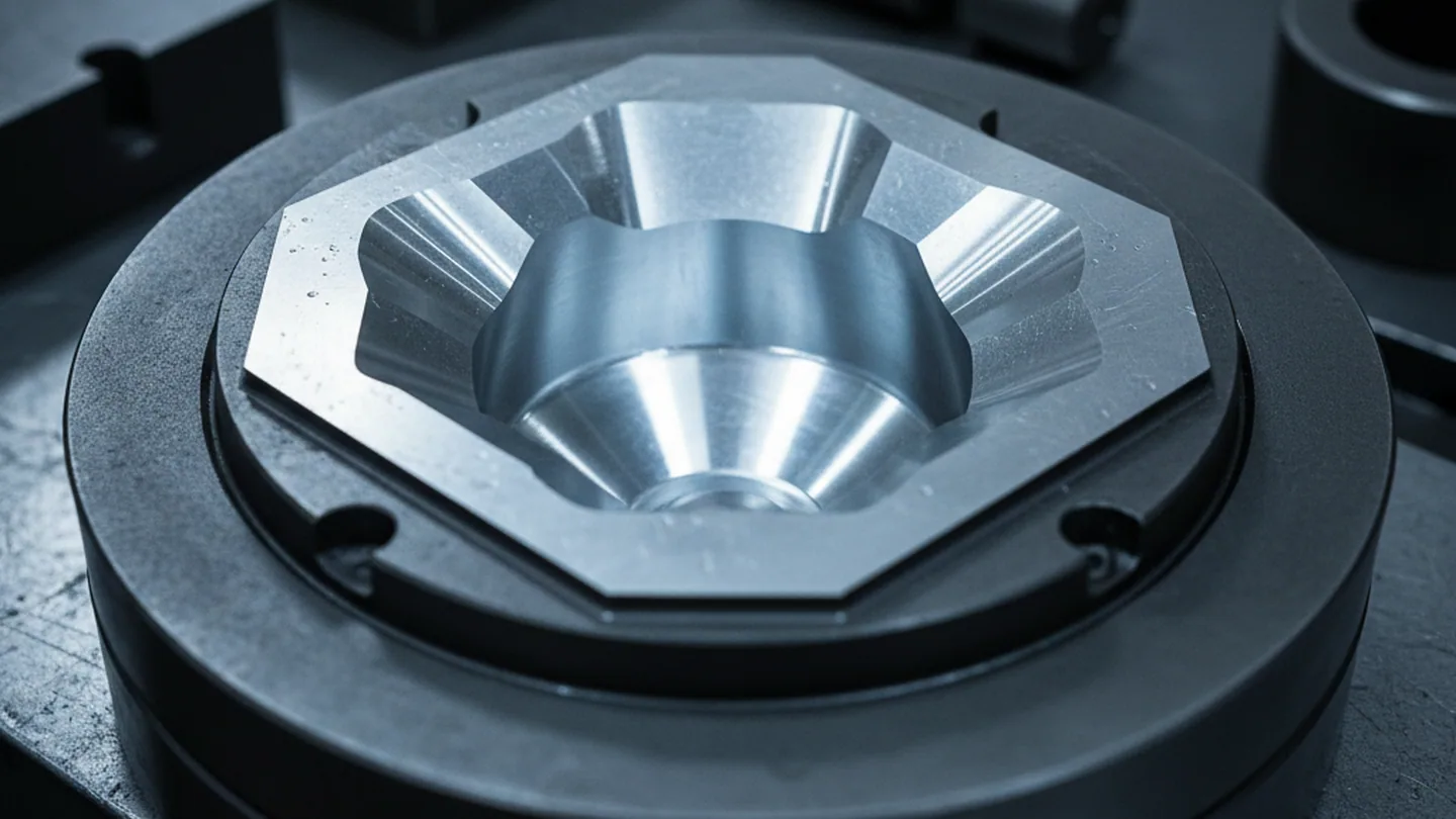 Closed cold forging die cavity in cold work die steel