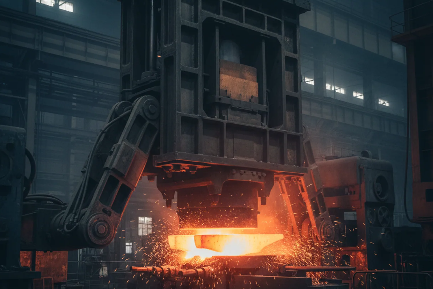 2,500 tonne fast forging press working a remelted ingot