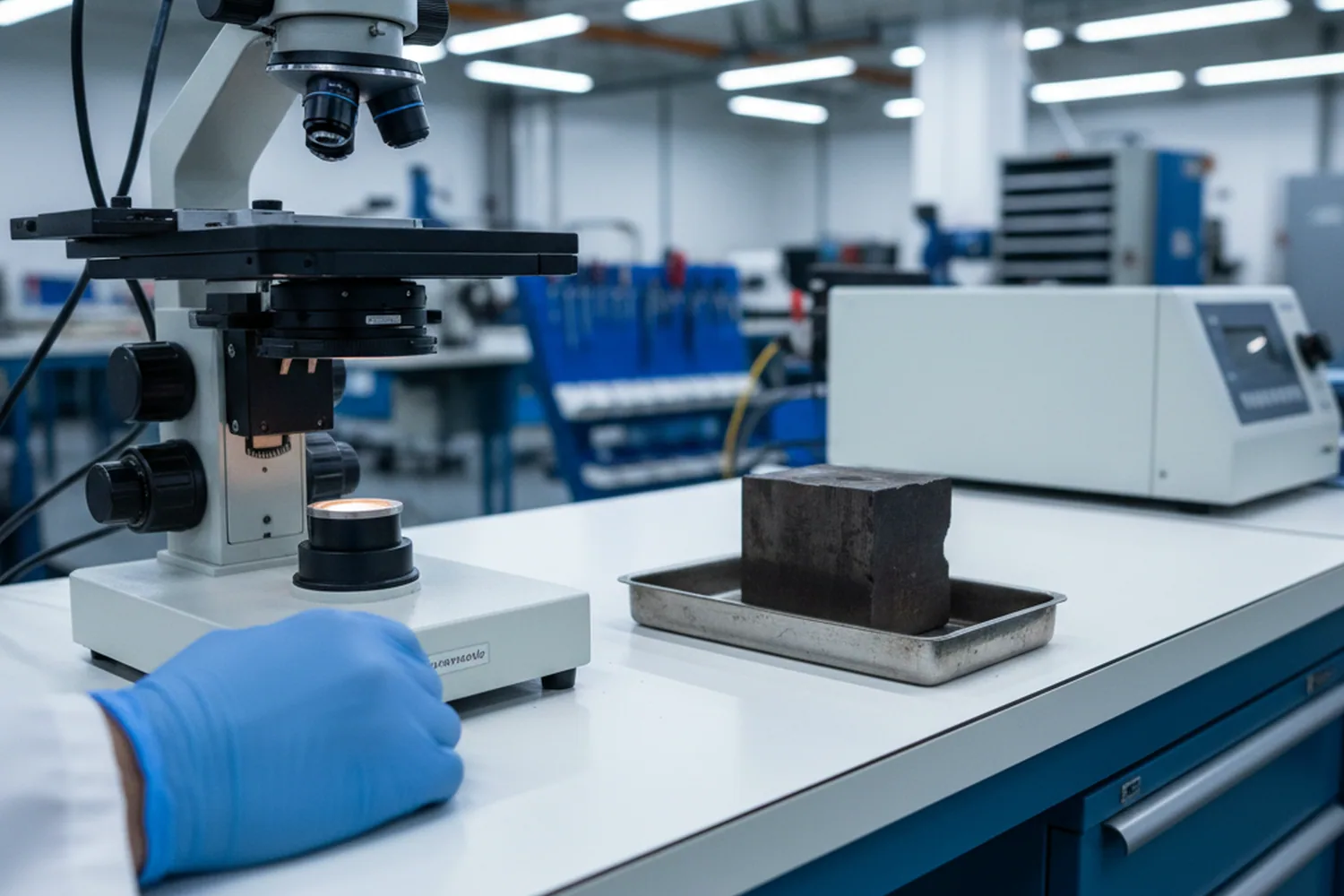 Independent laboratory retesting a disputed piece of DC53 tool steel