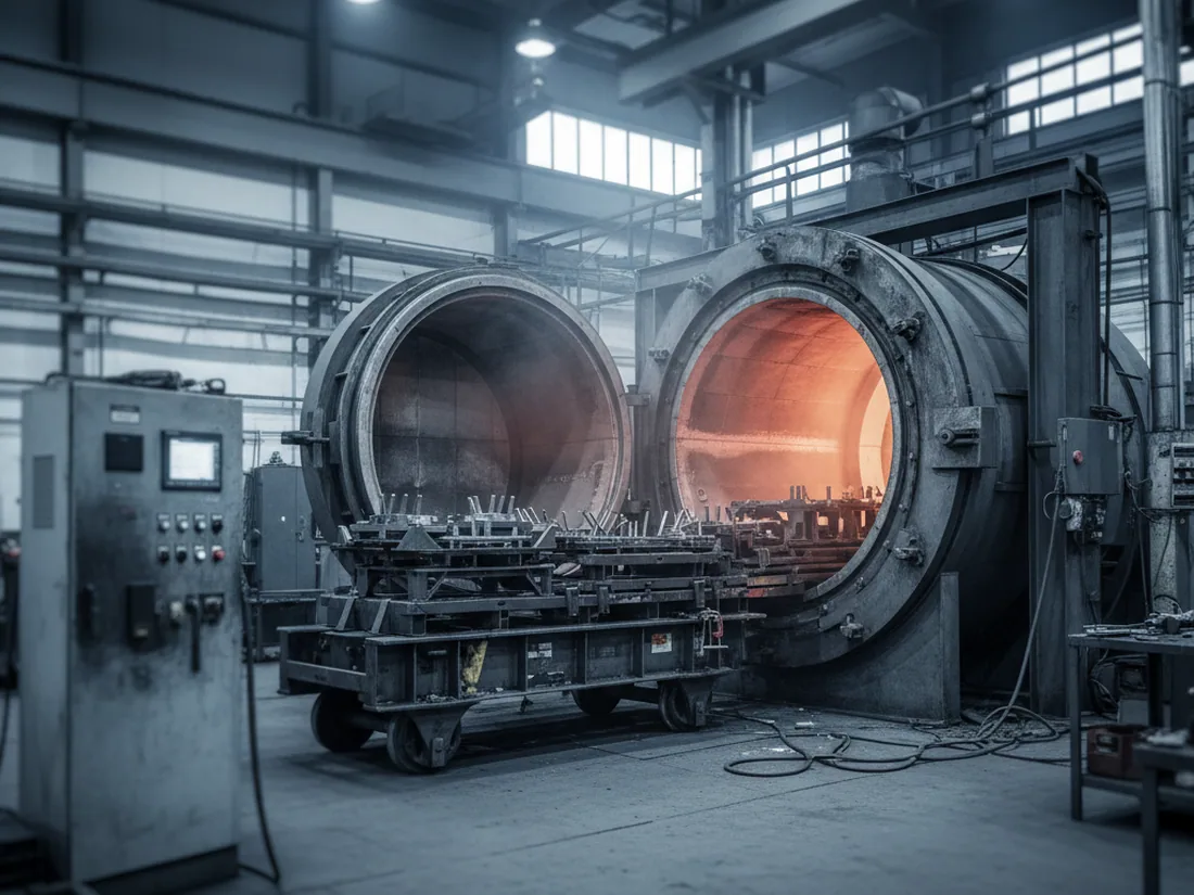 Vacuum furnace of the kind that austenitises DC53 tool steel at 1020 to 1040 degrees