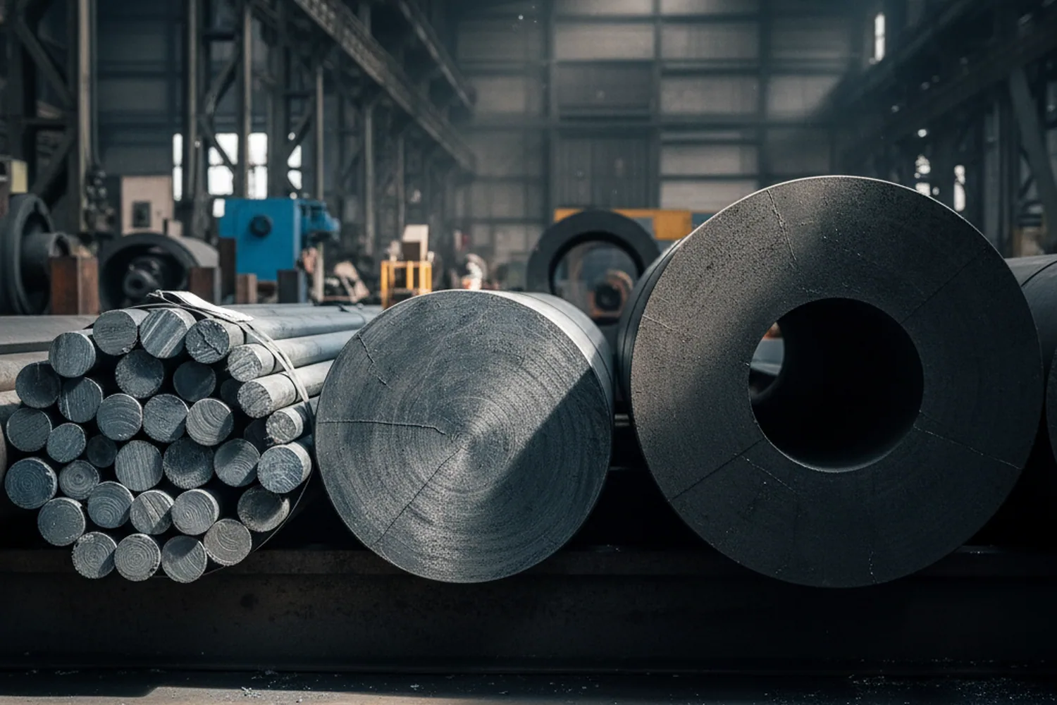 Stacked DC53 tool steel round bar from 16 to 600 mm diameter