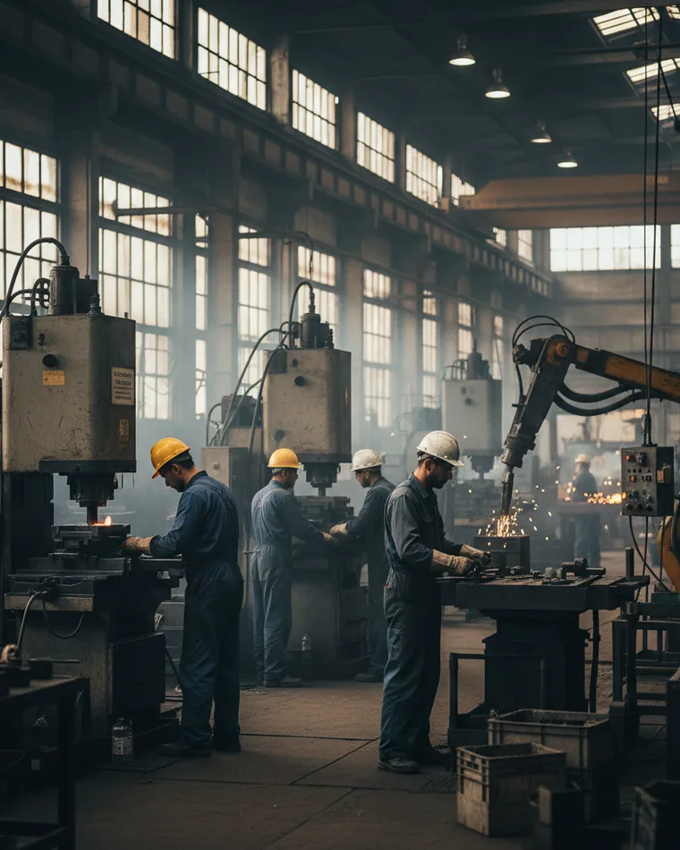 The 2,500 tonne fast forging press working a heavy tool steel section