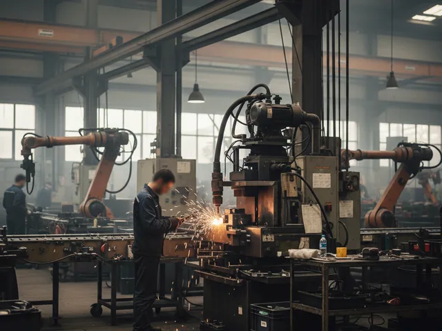 Charge car carrying a thirty tonne load of tool steel bar into an annealing furnace