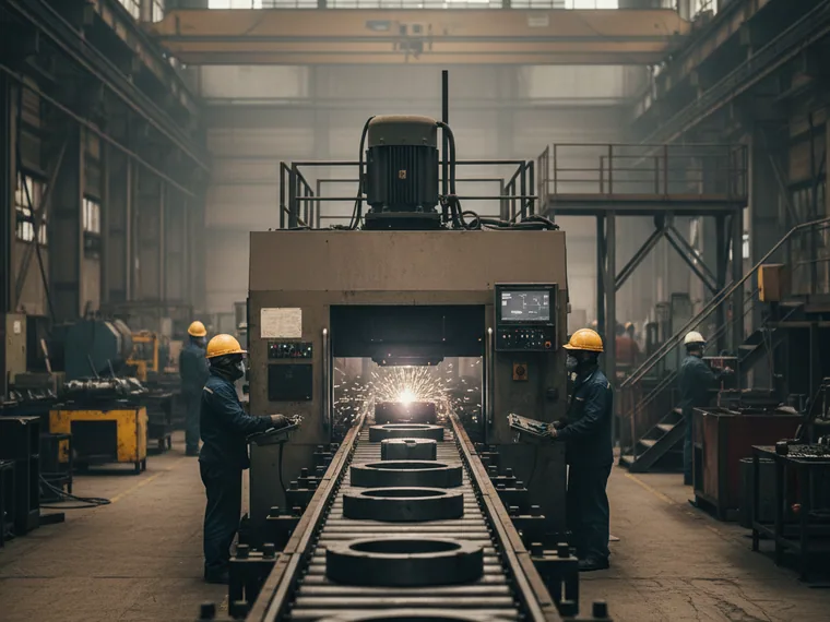 Radial precision forging machine drawing down a small diameter tool steel round