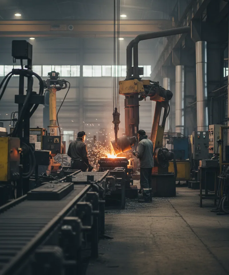 Consumable electrode lowered into the slag pool of an ESR tool steel furnace