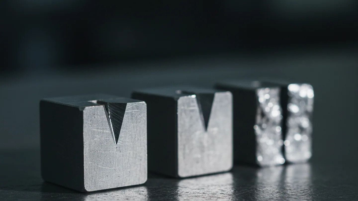 Charpy impact specimens cut from an H11 tool steel heat in the orientation the buyer named
