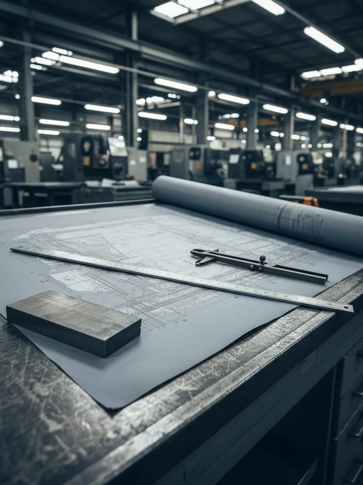 Die drawing and an H11 tool steel enquiry being read at the technical desk