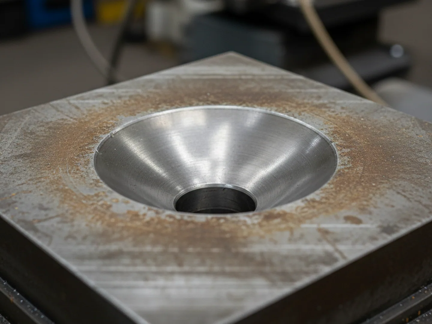 Worn bearing surface and gate erosion on a hot work die, the failure that points at H13 rather than H11