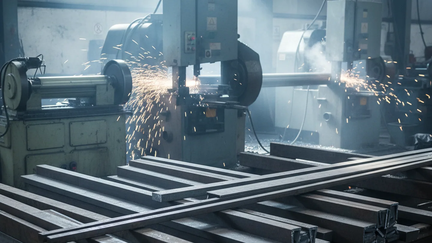 Finishing bay sawing and grinding H11 tool steel to the ordered length