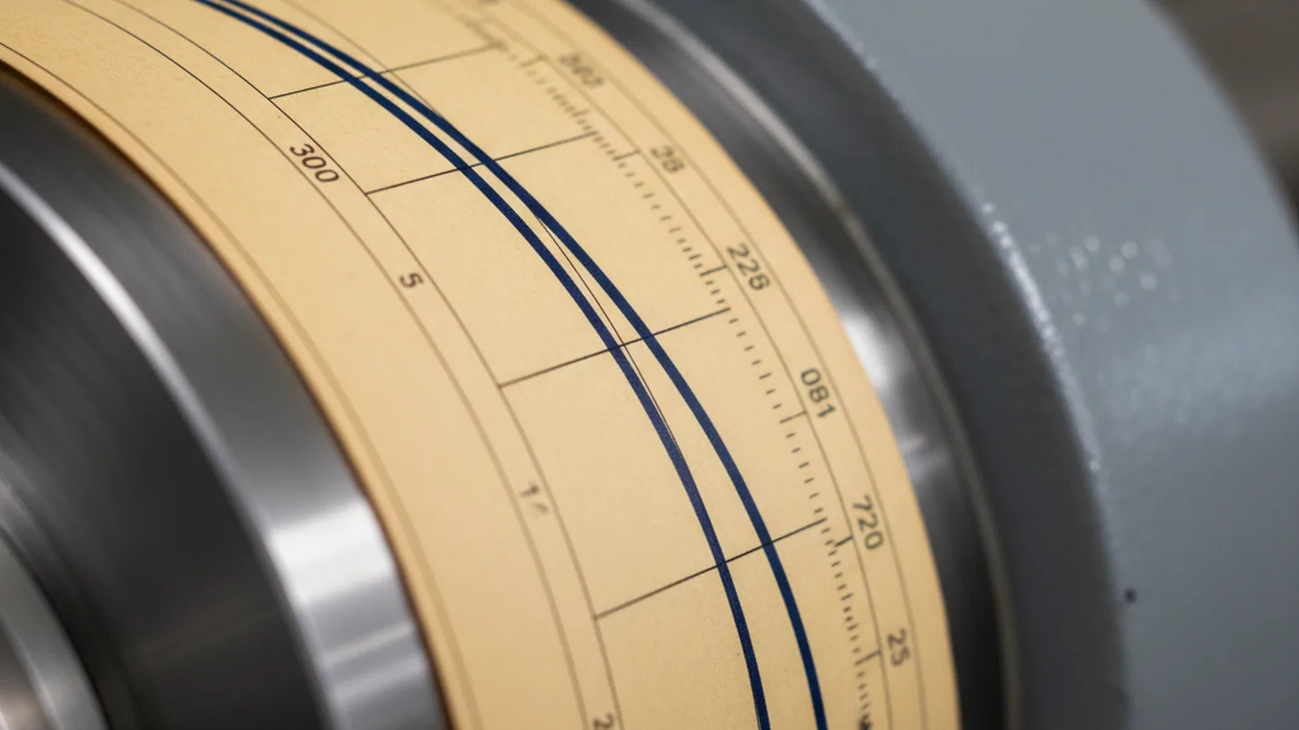 Furnace chart recording the tempers actually run on a hardened H11 tool steel block