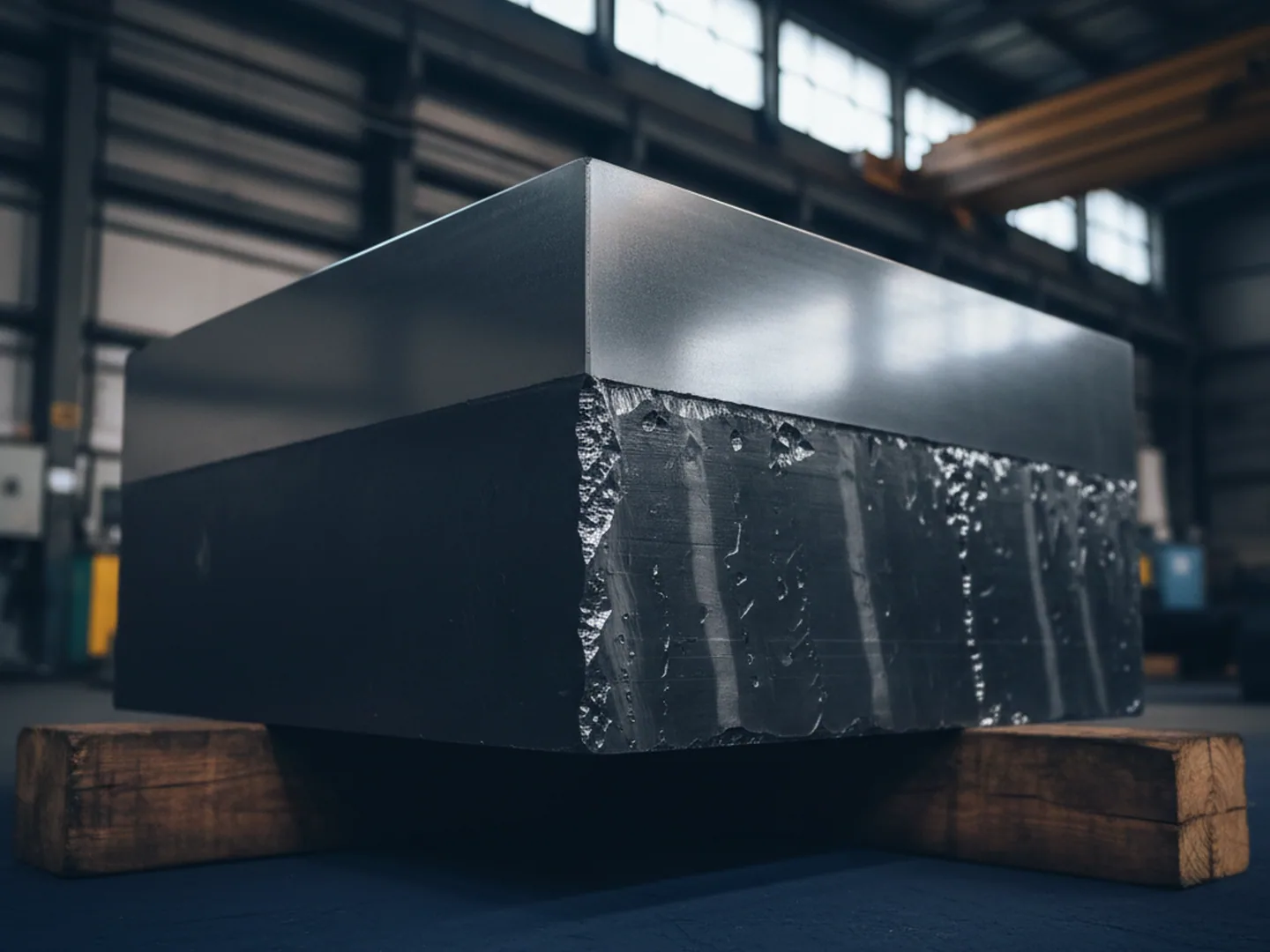 Large hot forging die block in H11 tool steel waiting on the finishing bay