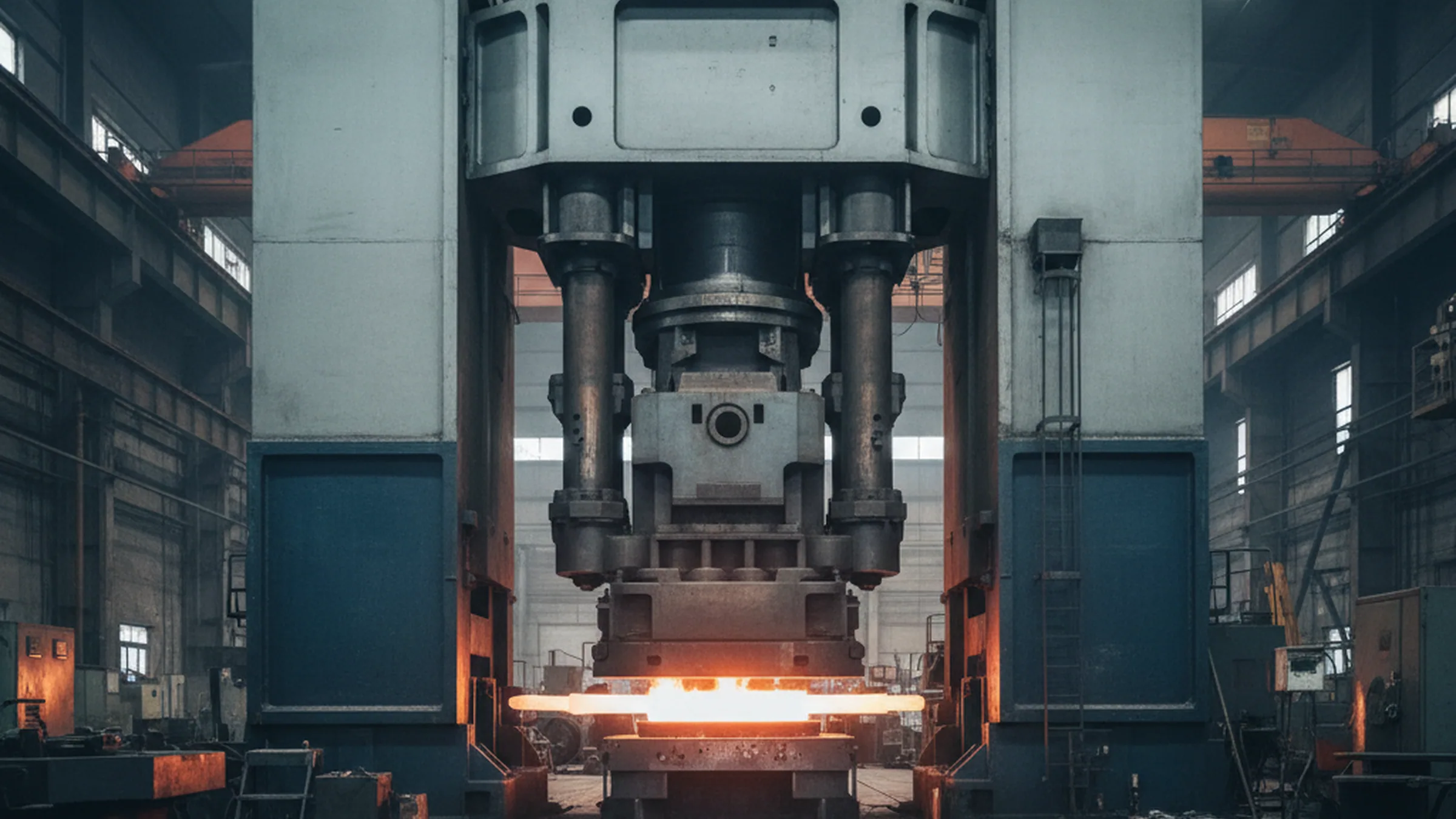 2,500 tonne fast forging press working a heavy H11 tool steel section