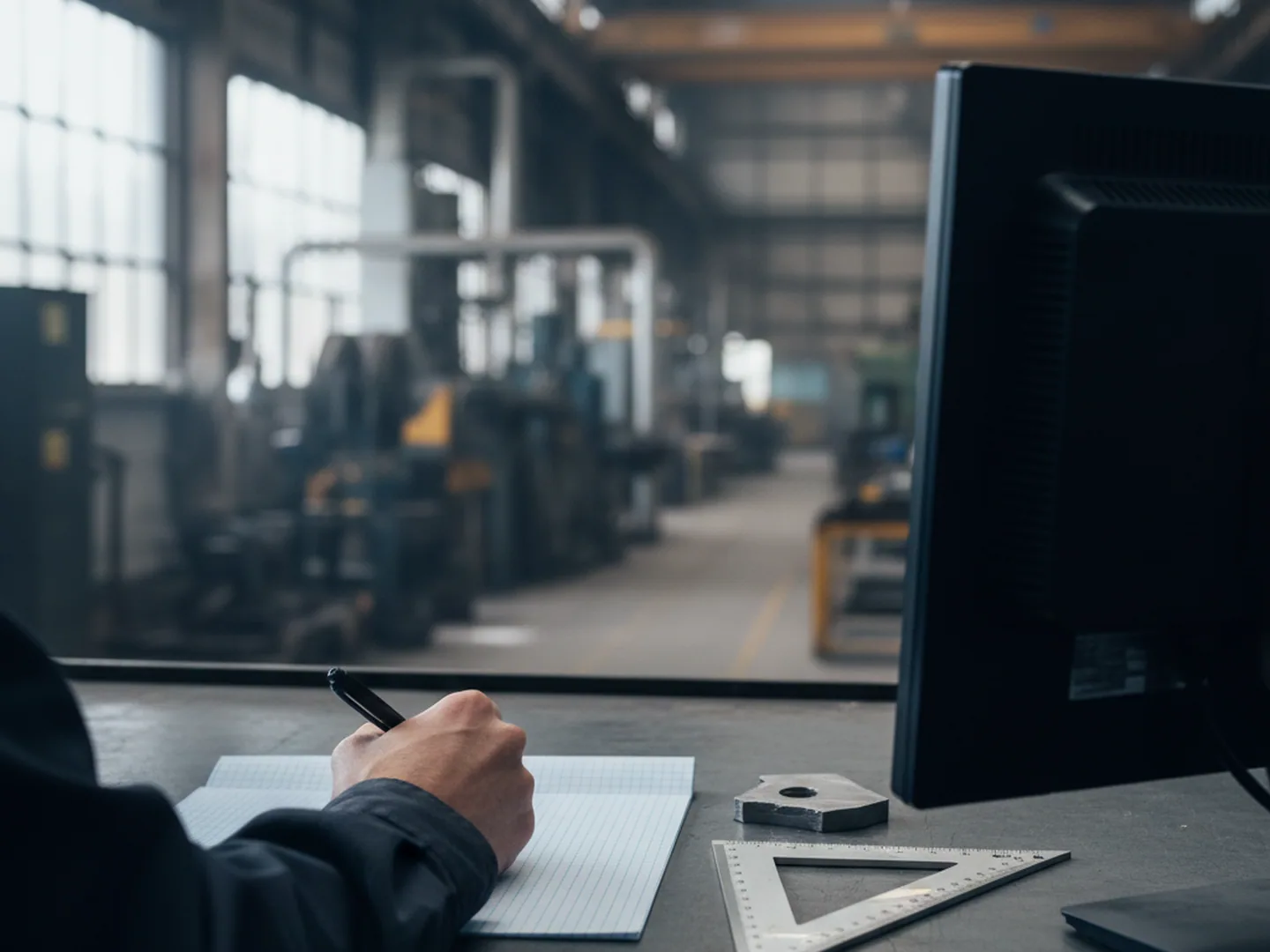 Technical desk writing a suggested heat treatment route against an H11 tool steel section