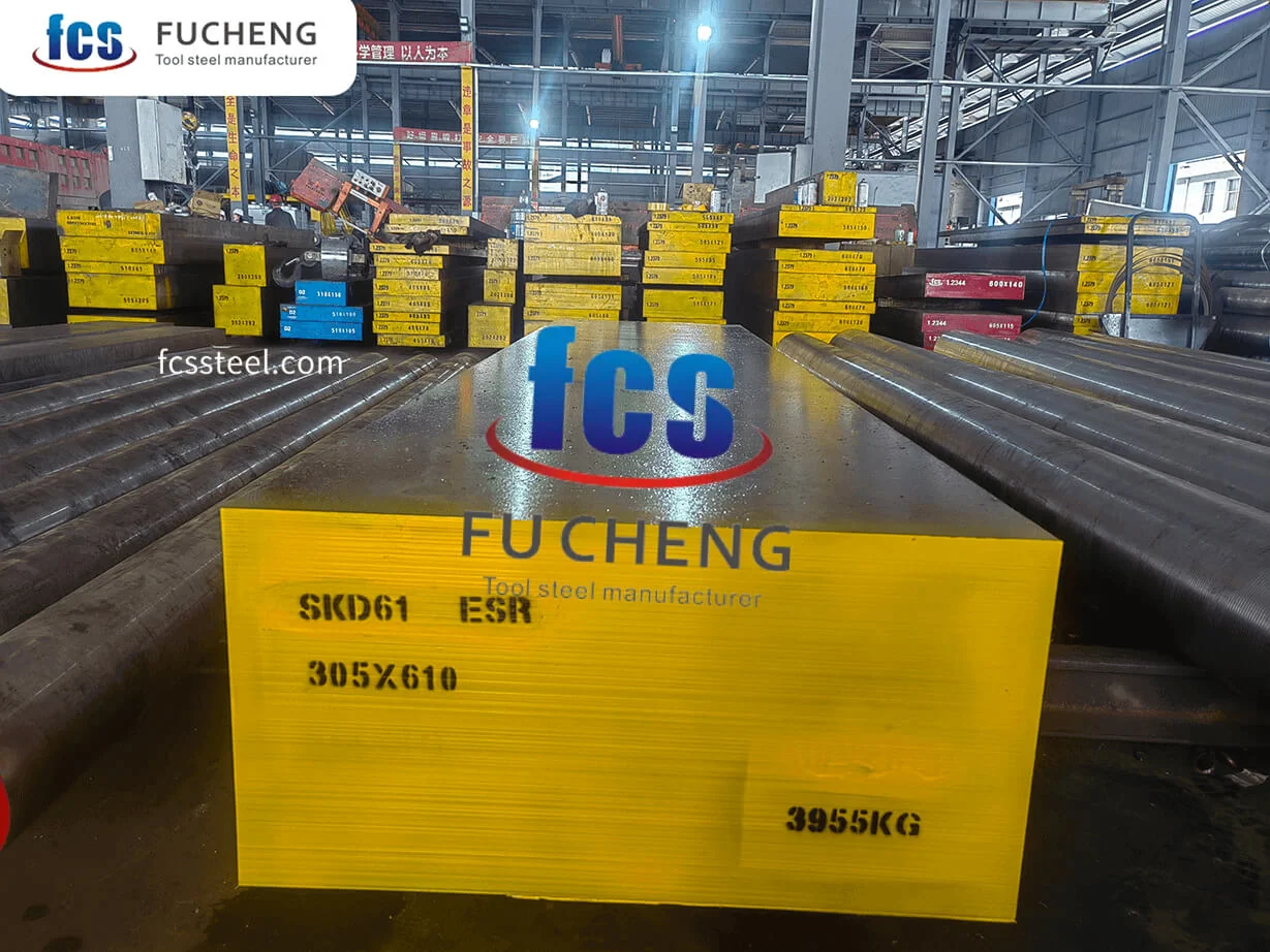 SKD61 ESR plate marked with section and weight in the finishing bay