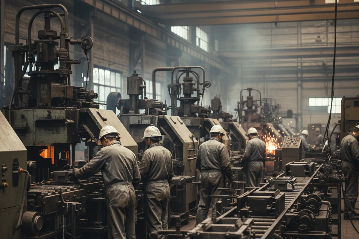 Induction furnace pouring a tool steel electrode ingot in the melt shop