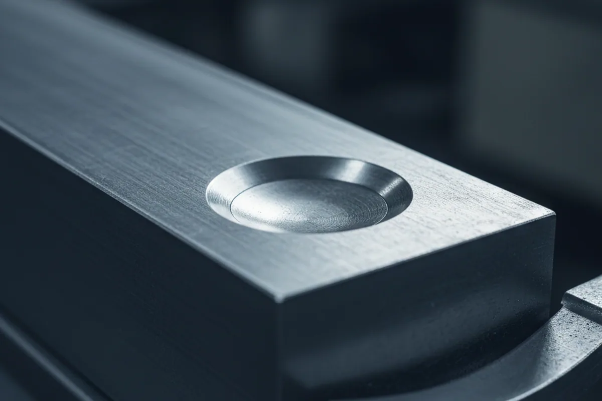 Brinell indent put into an O1 tool steel bar in a distributor yard for comparison