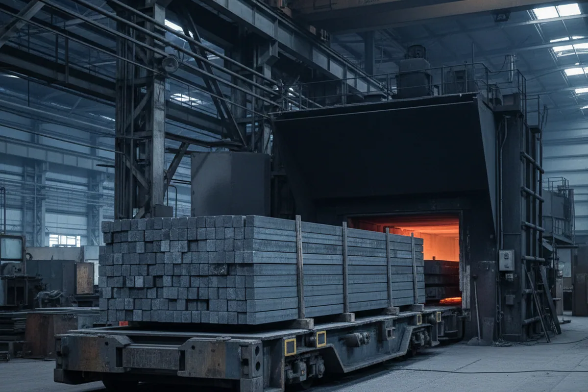 Car-bottom annealing furnace charged with O1 tool steel bar