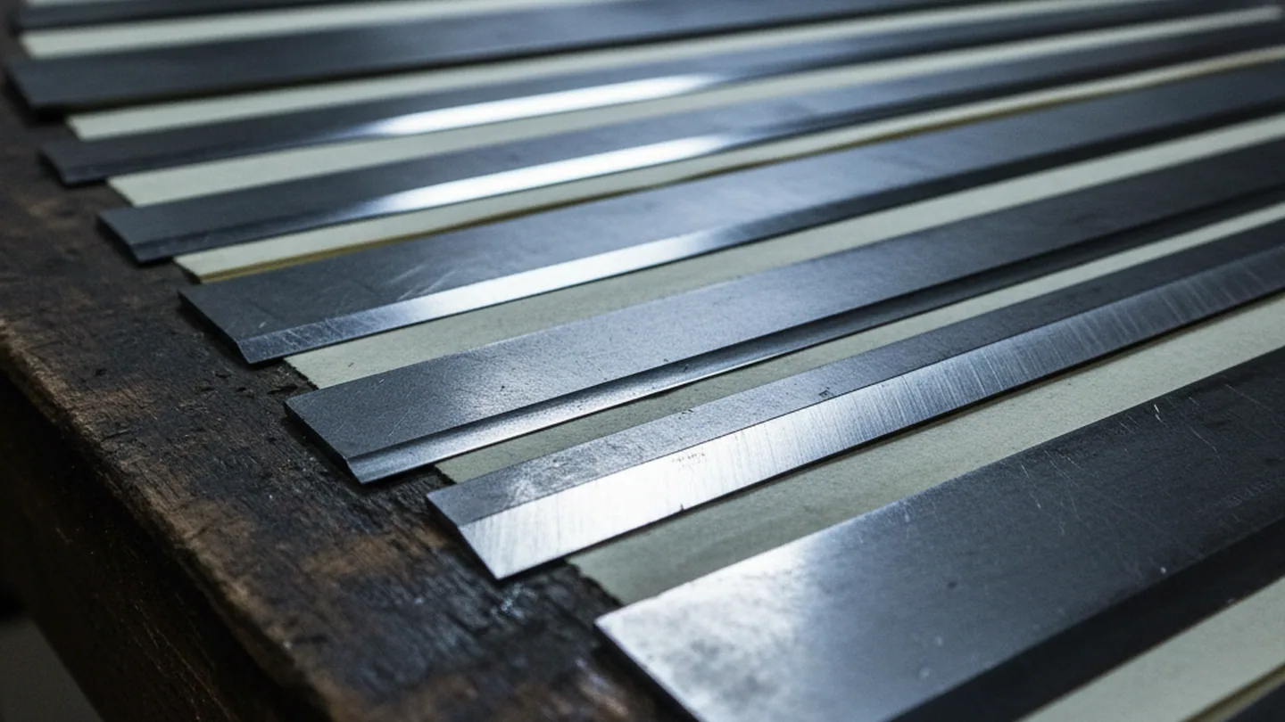 Woodworking knives and shear blades cut from O1 tool steel flat bar