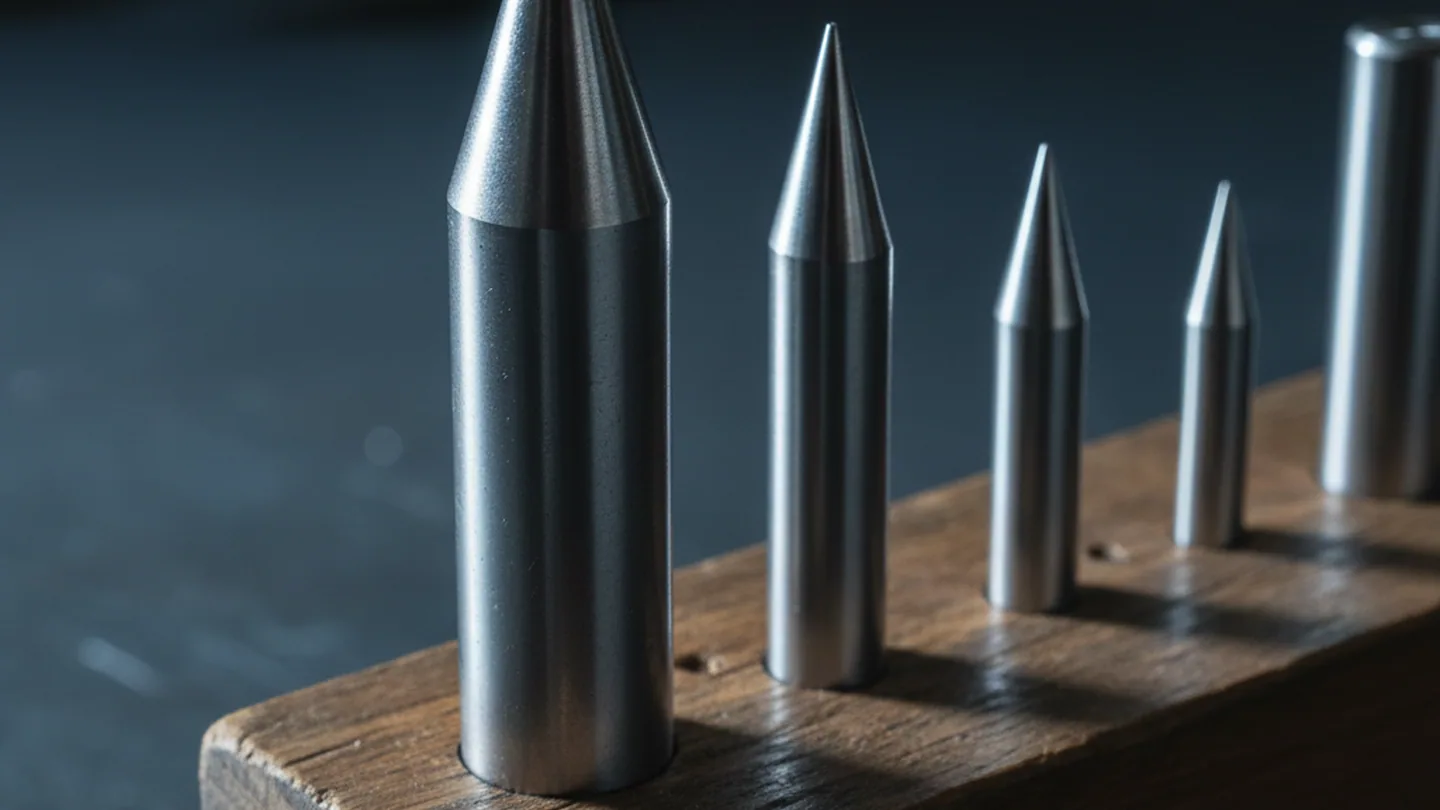 Punches and pierce pins turned from O1 tool steel round bar