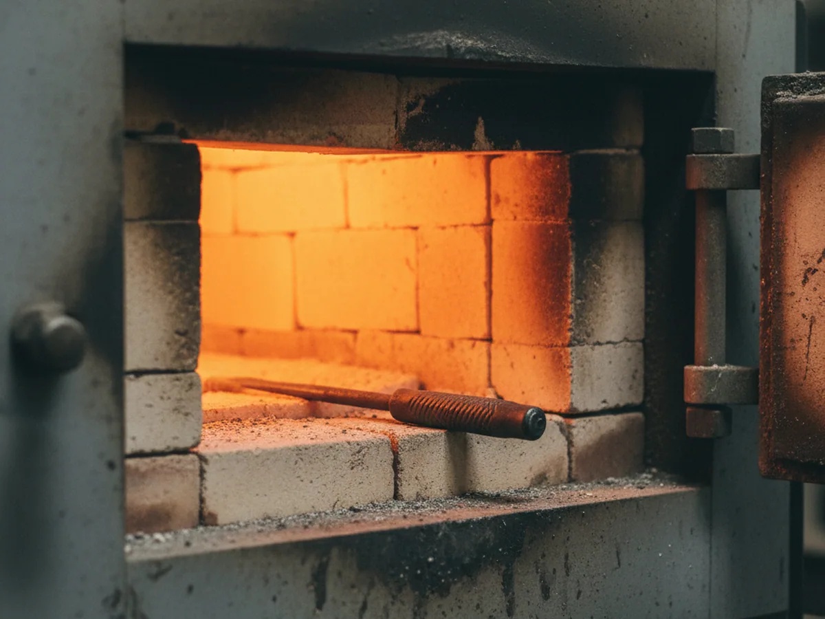 Ordinary chamber furnace holding O1 tool steel at its austenitising temperature