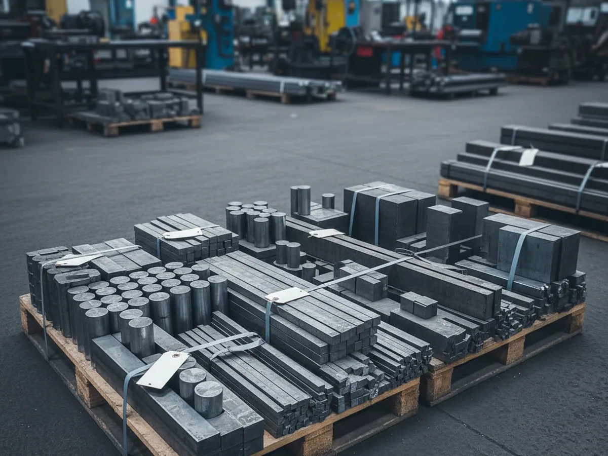 Mixed list of small O1 tool steel pieces marked and banded for one order