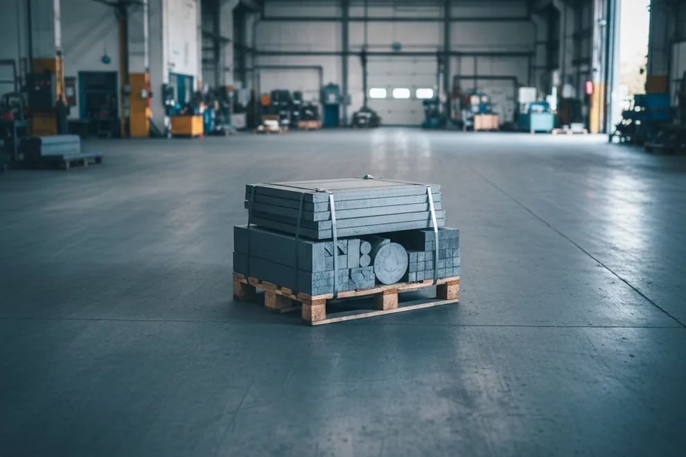 Trial delivery of cut to size tool steel pieces staged for despatch under the distributor's own name