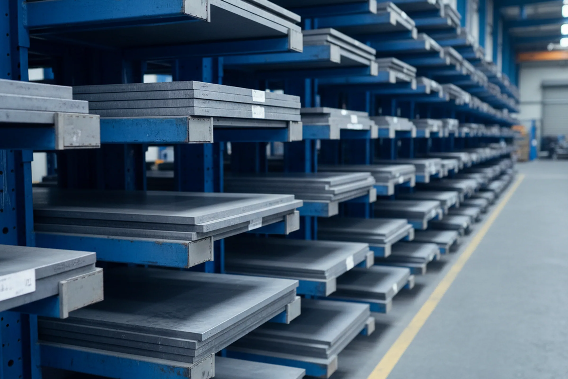 Stockholder rack carrying ground tool steel plate in the sizes customers ask for most