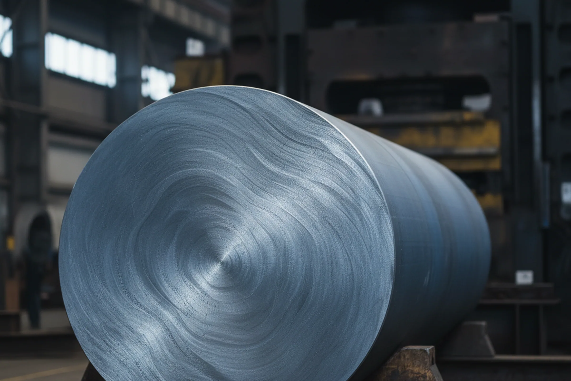 A heavy tool steel round at the top of the section range waiting on production scheduling