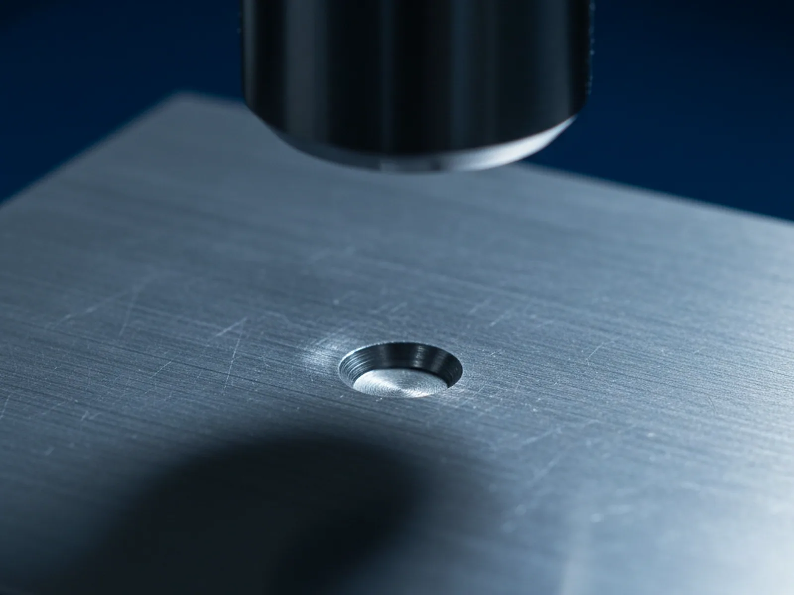 Brinell impression measured on an annealed tool steel test face